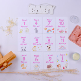 Картки для щомісячної фотосесії вашого малюка для дівчинки (Fotobook-0063)