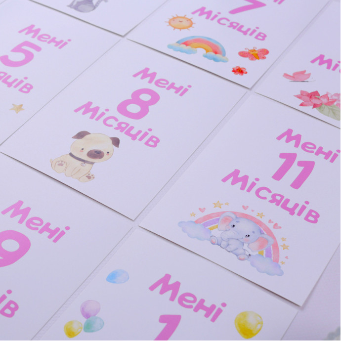 Картки для щомісячної фотосесії вашого малюка для дівчинки (Fotobook-0063)