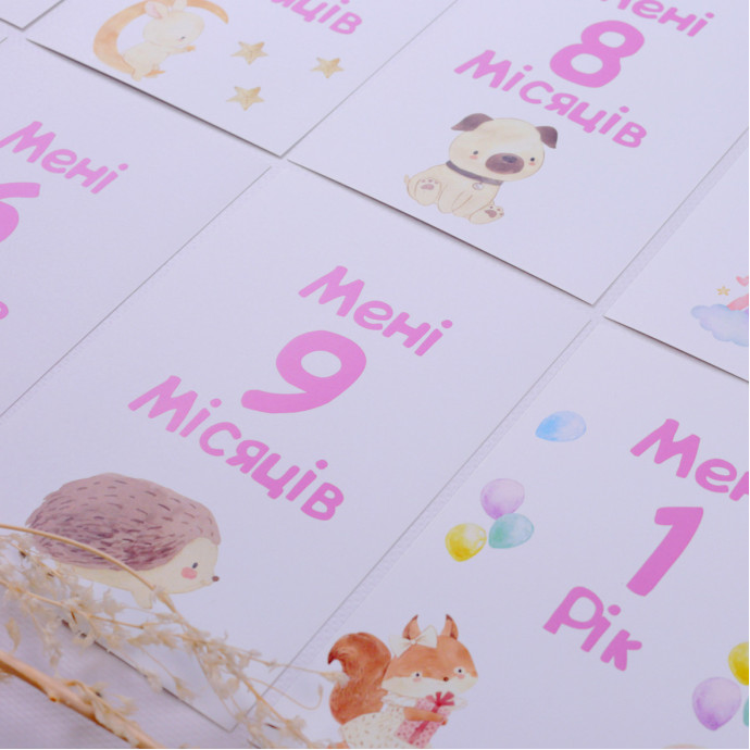 Картки для щомісячної фотосесії вашого малюка для дівчинки (Fotobook-0063)