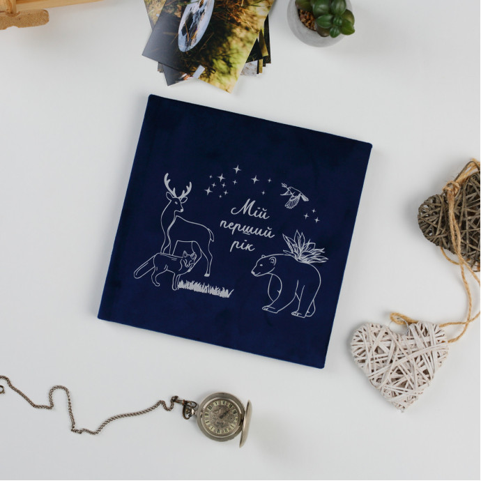 Дитяча метрика у велюровій синій обкладинці