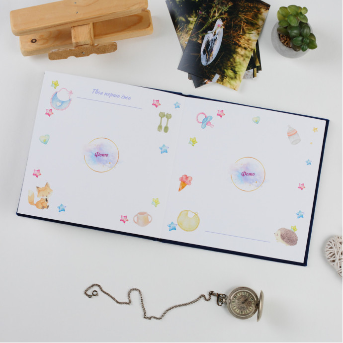 Дитяча метрика у велюровій синій обкладинці