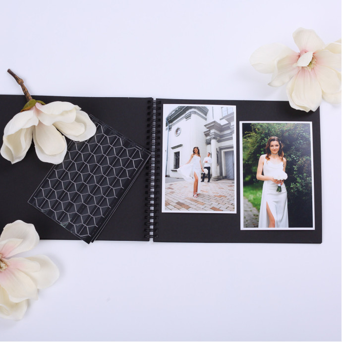 Преміум фотоальбом у синьому оксамиті з золотою ялинкою