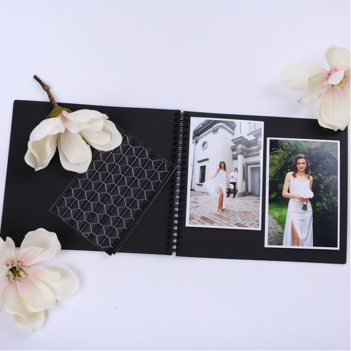 Преміум фотоальбом у синьому оксамиті з золотою ялинкою